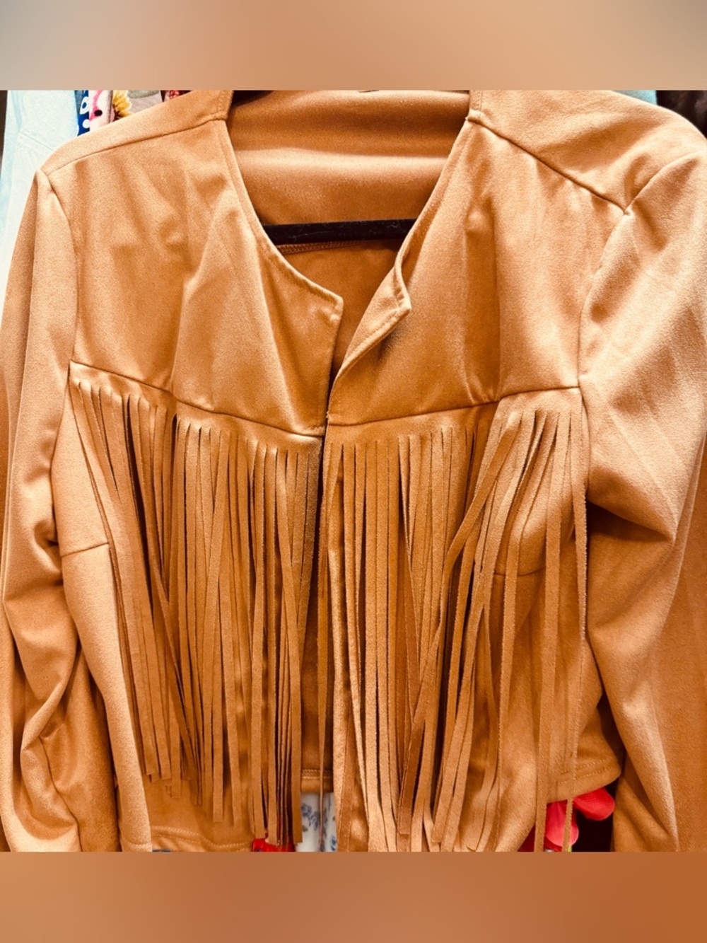 Women's Tan Fringe Suede Jacket